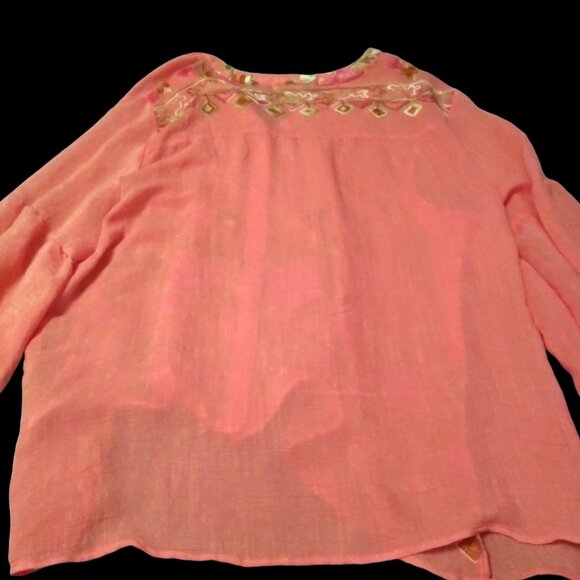 Hope Springs Boho Blouse Size XL, Plus Size Woman, XL Embroidered Retro Blouse - Picture 2 of 16